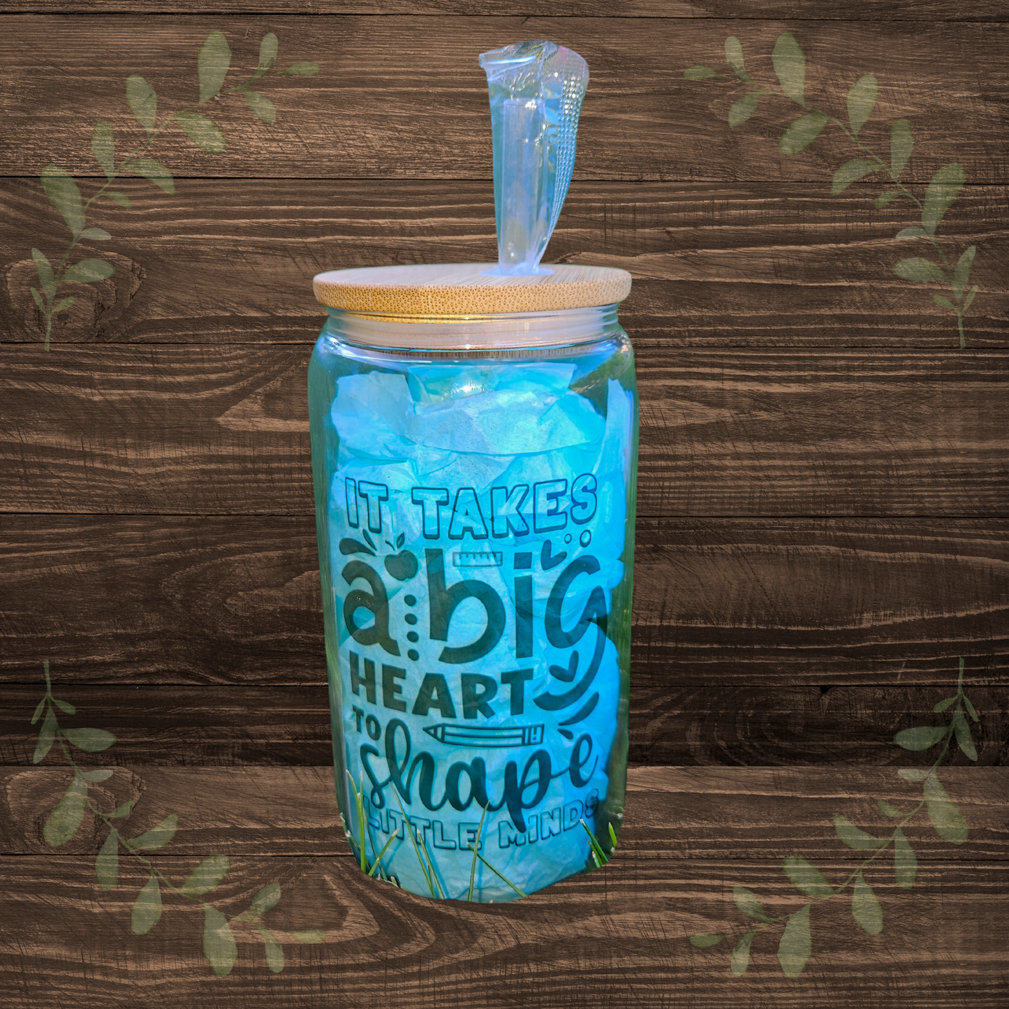 Big Heart Little Minds Teacher Glass Can
