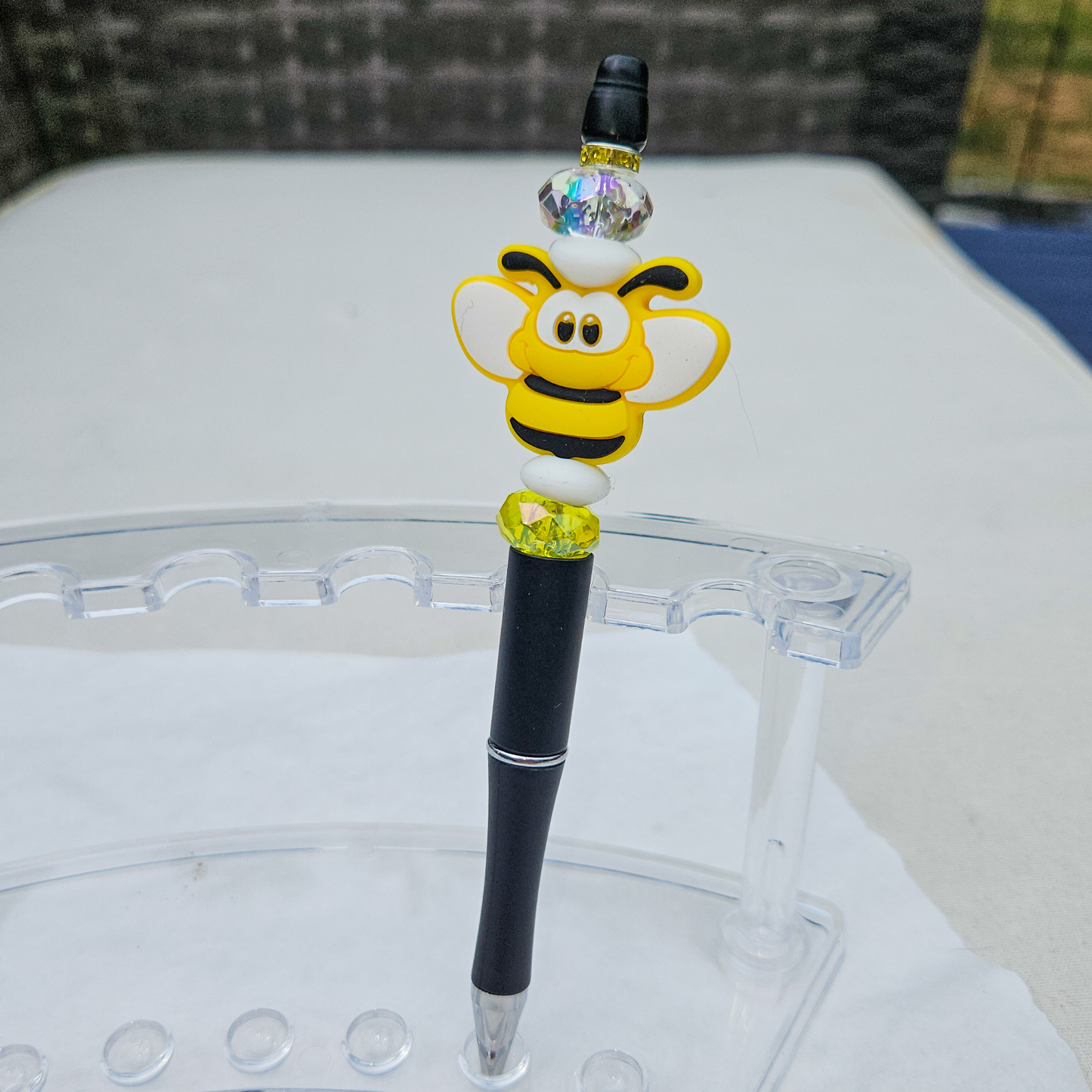Bumble Bee Beaded Pen & Badge Reel Gift Set