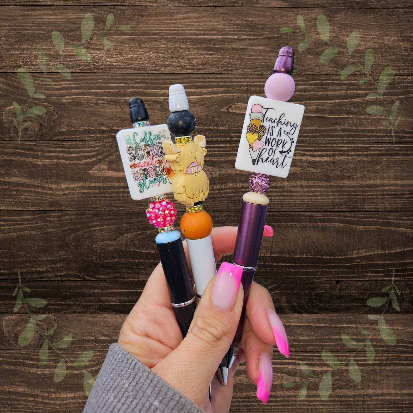 Coffee, Scrubs, and Rubber Gloves Beaded Pen