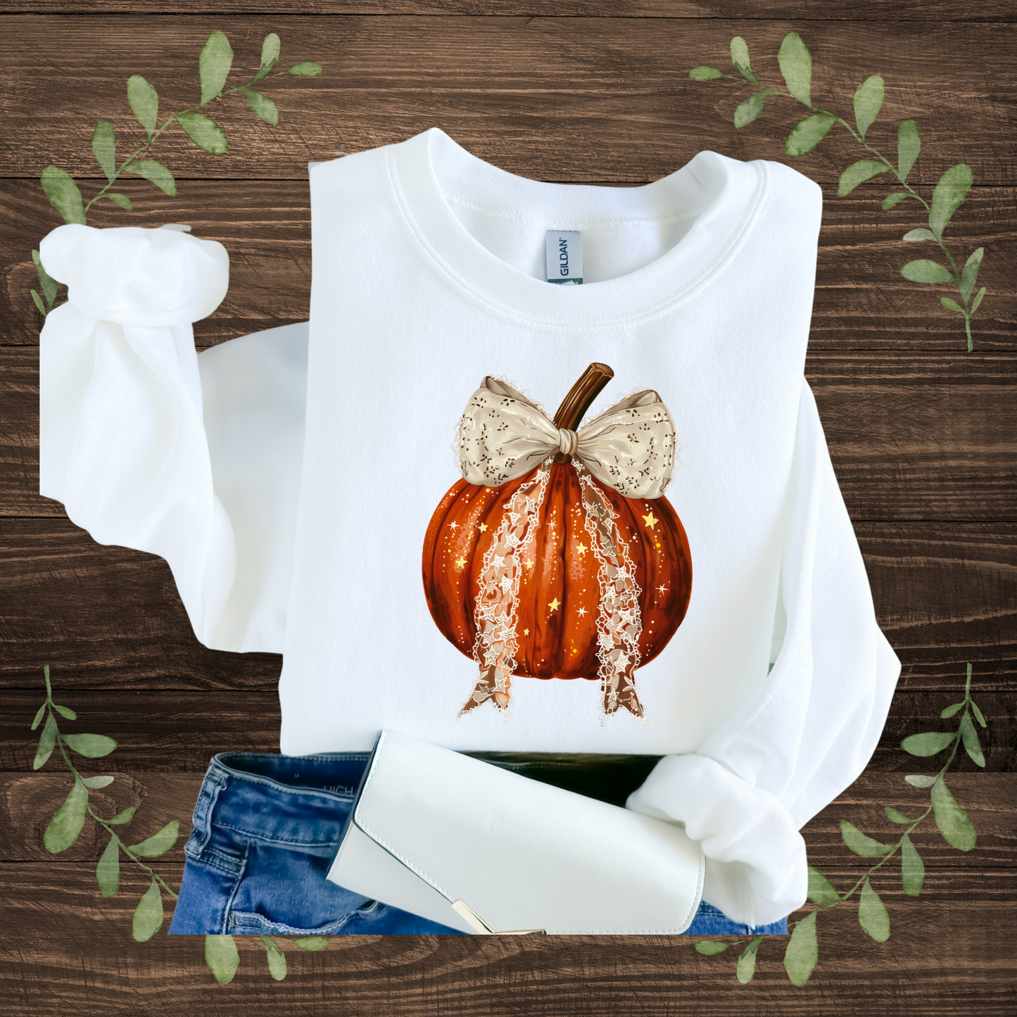 Pumpkin Coquette Bow Halloween Sweatshirt